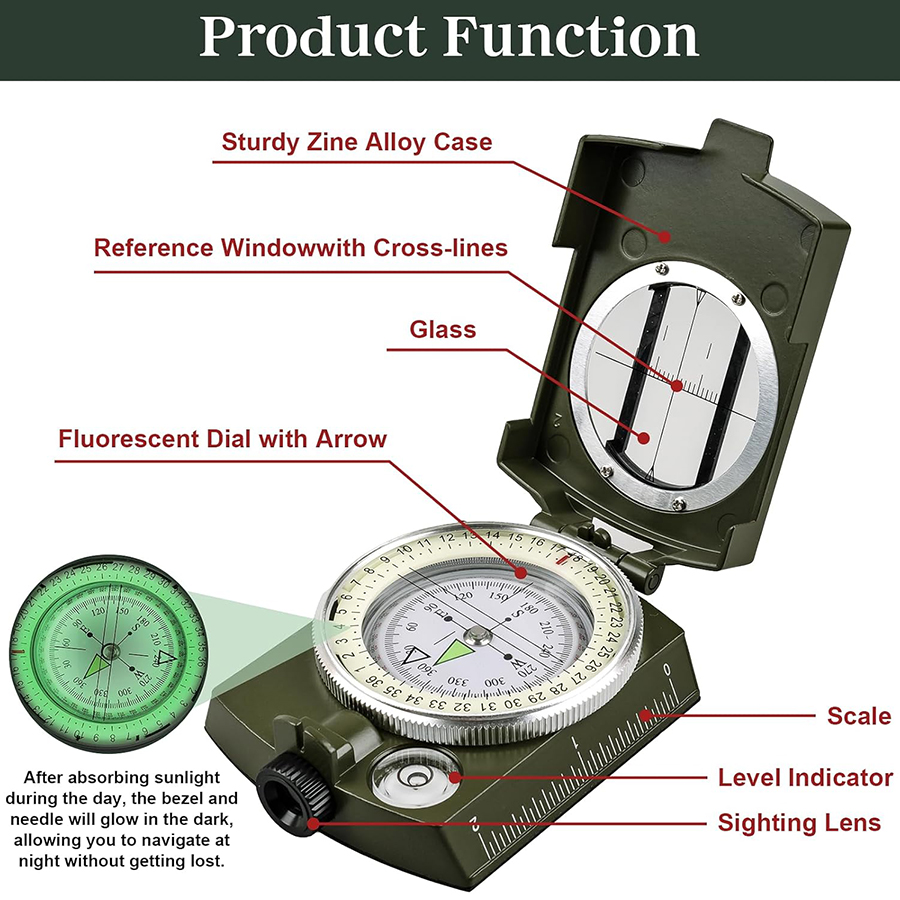 Tactical Survival Compass - Wa - Compass Lensatic reseña y precio