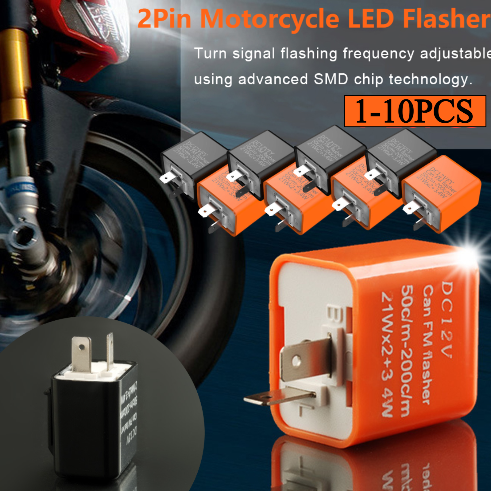 2Pin Motorcycle LED Flasher Re - Signal Panel Orange reseña y precio