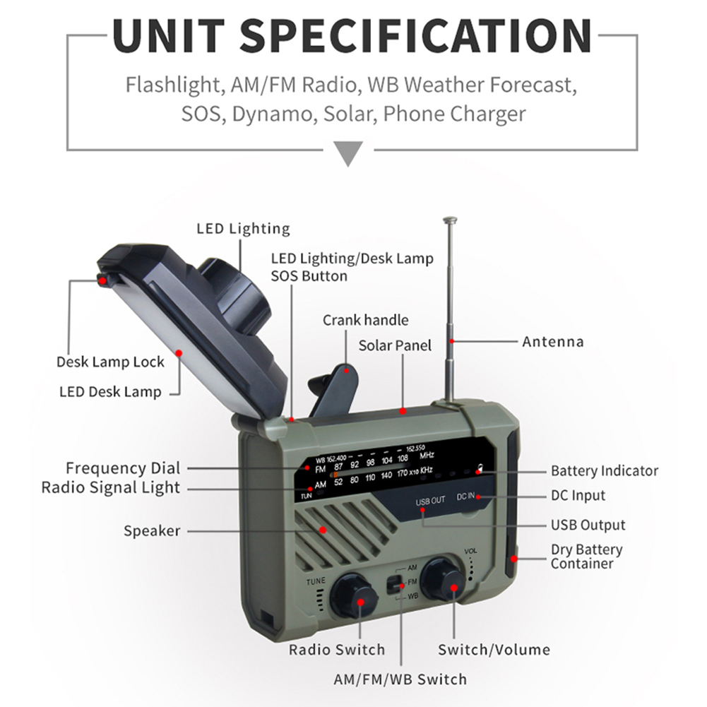 Emergency Solar Radio with Han - Solar Emergency Charger reseña y precio