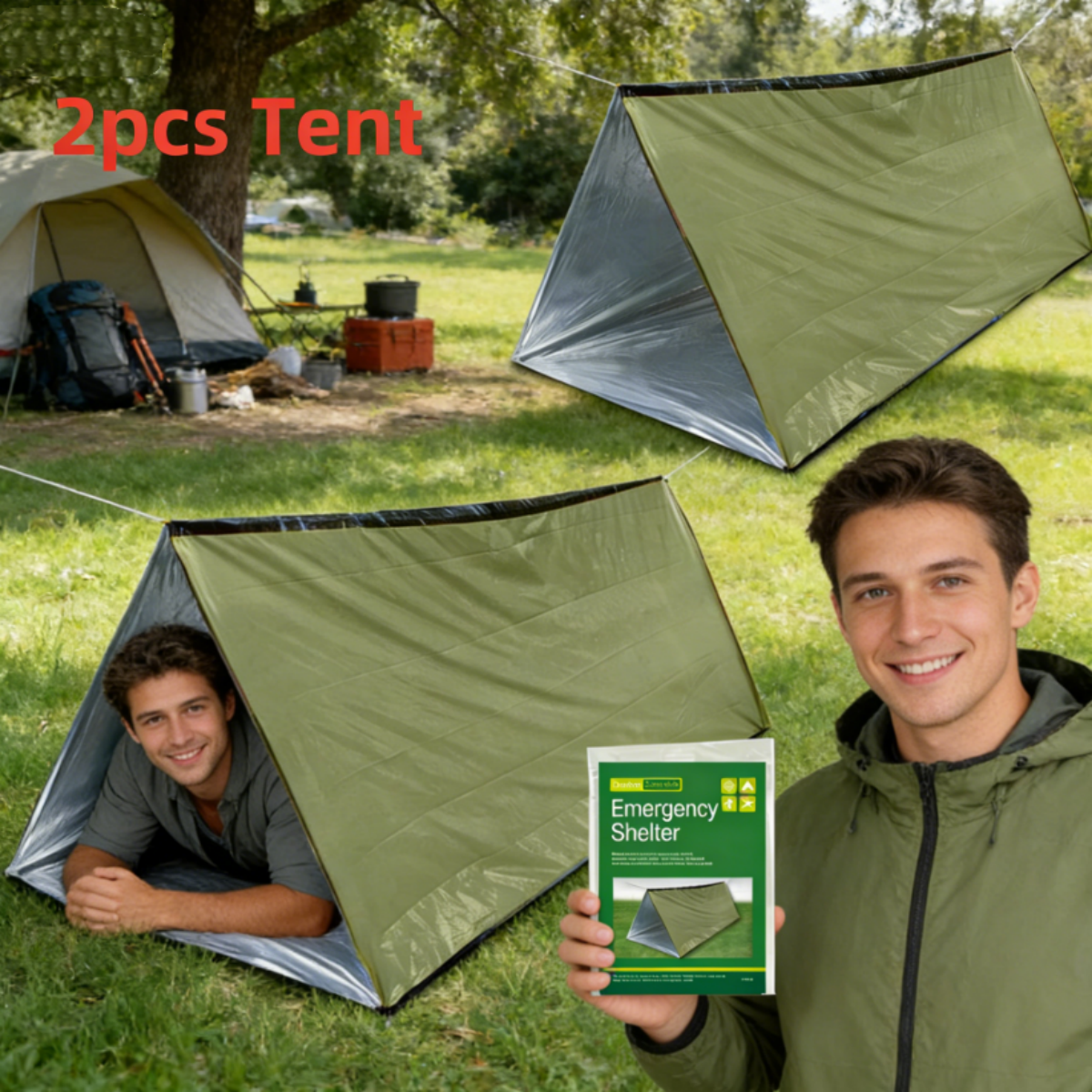 2Pcs Reflective Mylar Tent Lig - Emergency Mylar Tent reseña y precio