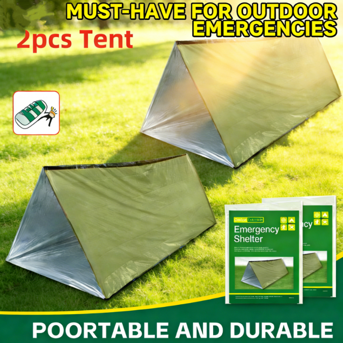 2Pcs Reflective Mylar Tent Lig - Emergency Mylar Tent reseña y precio
